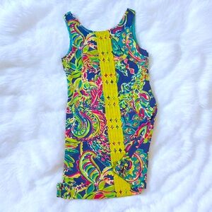 LILLY PULITZER short dress rare print 100% cotton lined zip closure preppy